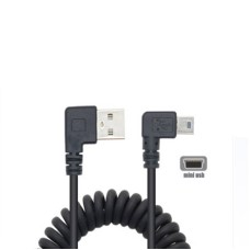 Retractable Coil Right Angle USB A Male to Right Angle Mini USB Cable / Cord for Smartphones Retractable Coil Right Angle USB A Male to Right Angle Mini USB Cable / Cord for Smartphones